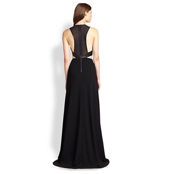 NWT Alice + Olivia Adel Leather Maxi Black Dress Waist Cutout Gown Size 2 - Picture 4 of 14